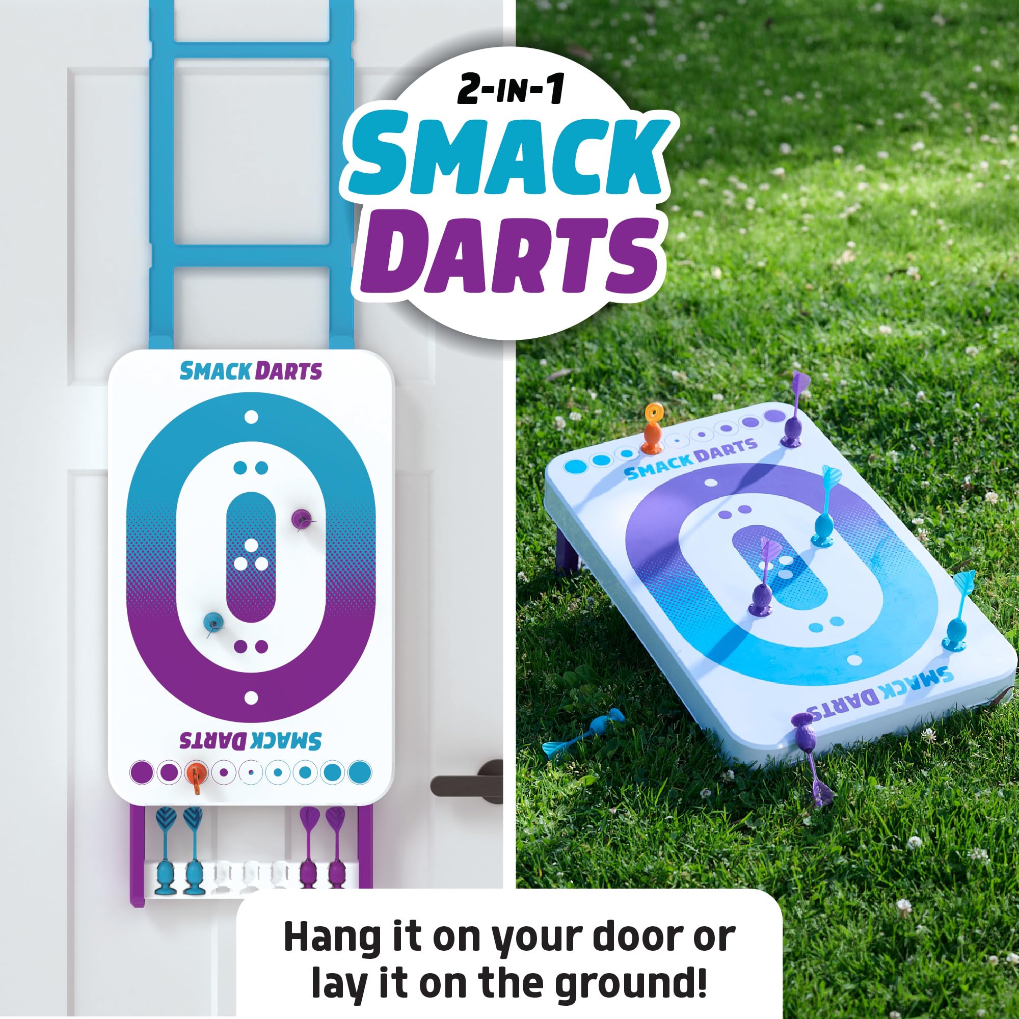 2-in-1 Smack Darts Suction Cup Convertible Dartboard Target Game